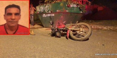 Motociclista morre ao colidir com caçamba de entulho, em RO 