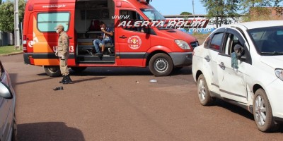 Colisão entre carro e moto deixa dois feridos nesta manhã de segunda-feira em Rolim de Moura 