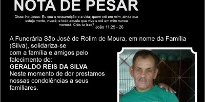Nota de pesar – Geraldo Reis da Silva