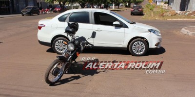 Acidente de trânsito envolvendo carro e moto foi registrado nesta manhã de terça-feira em Rolim de Moura 