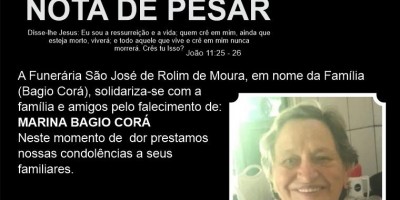 Nota de Pesar- Marina Bagio Corá