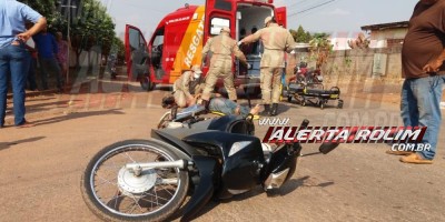 Motociclista inabilitado avança via e colide em carro nesta tarde de terça-feira em Rolim de Moura