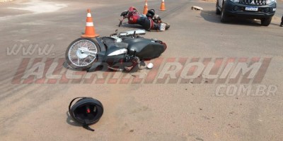Colisão entre duas motos foi registrada nesta tarde de terça-feira em Rolim de Moura
