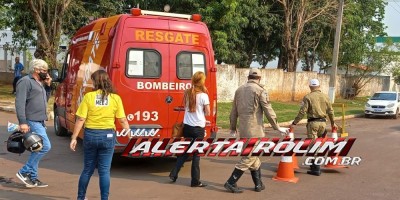 Colisão entre carro e moto resultou em vítimas nesta manhã de quarta-feira em Rolim de Moura