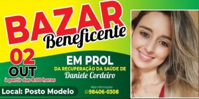 Bazar beneficente em prol de Daniele Cordeiro acontece neste sábado em Rolim de Moura; Ela foi vítima de um grave acidente de trânsito