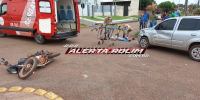 Motociclista fica ferido ao colidir contra lateral de carro no bairro São Cristóvão em Rolim de Moura