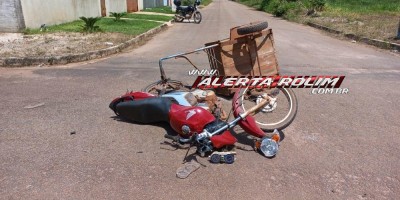 Primeiro acidente de trânsito do dia envolveu moto e carro e foi registrado no Jequitibá em Rolim de Moura