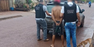 Policiais da DEAM de Rolim de Moura prendem suspeito de espancar mulher e seus filhos