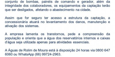 Aviso Águas de Rolim de Moura 