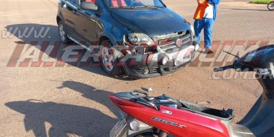 Uma pessoa ficou ferida após colisão entre carro e moto nesta manhã em Rolim de Moura - Vídeo