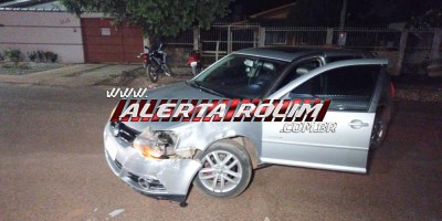 Colisão entre carro e moto deixou um ferido na noite de sábado em Rolim de Moura