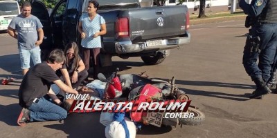 Motociclista foi socorrido em estado grave após acidente de trânsito nesta manhã de domingo em Rolim de Moura