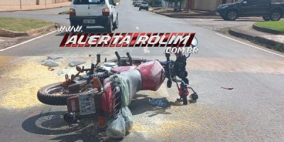 Colisão traseira deixou motociclista ferido nesta manhã em Rolim de Moura