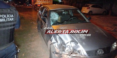 Delivery inabilitado fraturou a perna após avançar via e atingir carro na noite de sábado em Rolim de Moura 