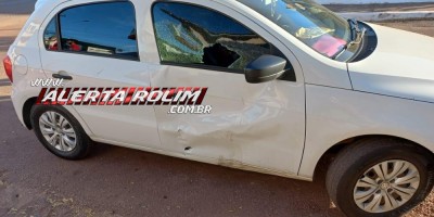 Segundo acidente de trânsito do dia envolveu carro e moto no Centro de Rolim de Moura