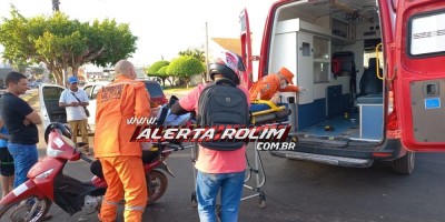 Colisão entre carro e moto na Barão de Melgaço resultou em uma pessoa ferida em Rolim de Moura