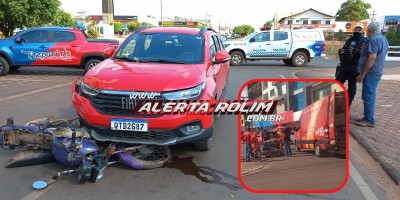 Acidente de trânsito nesta tarde deixou um ferido em Rolim de Moura