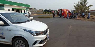 Acidente nesta manhã em Rolim de Moura envolveu moto e veículo da SEMUSA de Alto Alegre dos Parecis