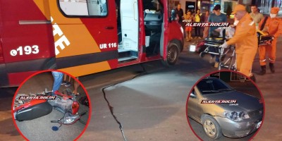 No segundo acidente de trânsito do dia, mulher foi socorrida com suspeita de fratura na perna em Rolim de Moura; O motorista do carro era inabilitado 
