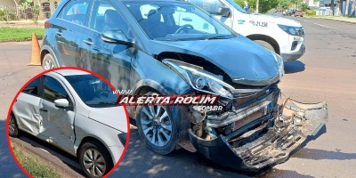 Colisão entre dois carros foi registrada nesta manhã em Rolim de Moura 