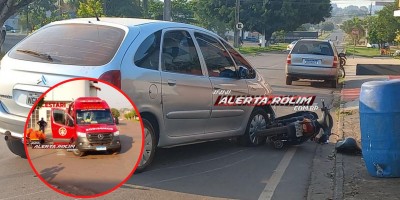 Mulher sofreu fratura exposta na perna em acidente de trânsito nesta manhã em Rolim de Moura 