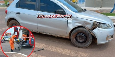 Terceiro acidente de trânsito desta terça-feira deixou condutora de moto ferida em Rolim de Moura