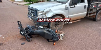 Segundo acidente de trânsito desta terça-feira envolveu moto e caminhonete e deixou uma pessoa ferida em Rolim de Moura 