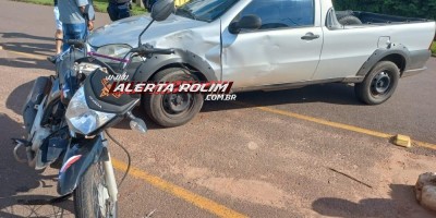 PM registrou colisão entre carro e moto nesta tarde de sábado em Rolim de Moura 
