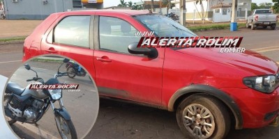 Acidente de trânsito envolvendo carro e moto foi registrado nesta manhã em Rolim de Moura