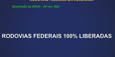 PRF anuncia liberação de todas as rodovias em Rondônia