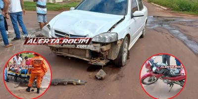 Acidente de trânsito no bairro Planalto deixou motociclista com fratura exposta em uma das pernas nesta manhã em Rolim de Moura