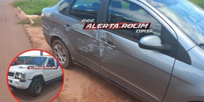 Colisão entre carro e caminhonete foi registrada nesta segunda-feira em Rolim de Moura