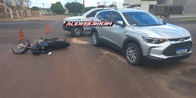 Segundo acidente do dia envolveu carro e moto e deixou uma pessoa ferida em Rolim de Moura