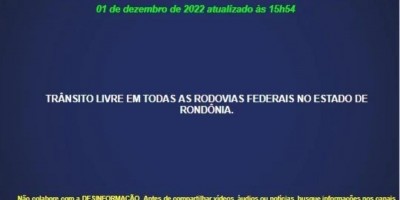 Nao há mais pontos de interdições na BR 364 em  RO, diz PRF