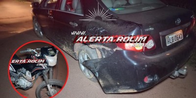 Acidente na noite de ontem envolveu carro e moto no bairro Cidade Alta em Rolim de Moura