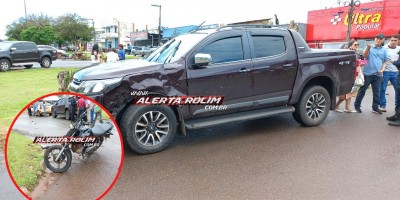 Acidente envolveu caminhonete e moto deixou passageira com fratura na perna nesta tarde em Rolim de Moura - Vídeo