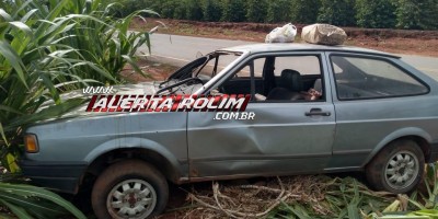 Capotamento de veículo foi registrado neste domingo na RO 010 em Rolim de Moura