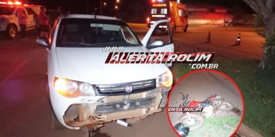 Terceiro acidente de trânsito do dia deixou motociclista ferido em Rolim de Moura
