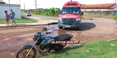 Colisão entre carro e moto foi registrada no bairro Boa Esperança em Rolim de Moura