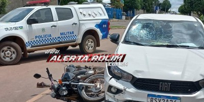 Motociclista fraturou o pé em acidente de trânsito nesta quarta-feira em Rolim de Moura