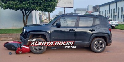 Moto foi atingida por carro nesta manhã de terça-feira em Rolim de Moura