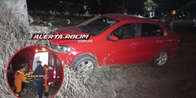 Acidente envolvendo carro e moto deixou uma pessoa ferida na noite de domingo em Rolim de Moura 