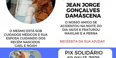 Pai de gêmeos recém-nascidos precisa de ajuda após sofrer fraturas em acidente ocorrido em Rolim de Moura 