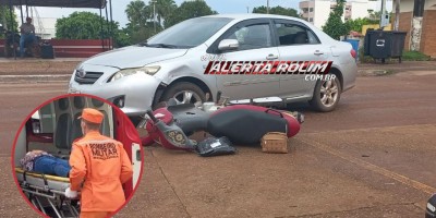 Acidente envolvendo carro e moto deixou uma pessoa ferida nesta tarde em Rolim de Moura