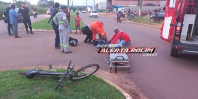 Ciclista foi atingido por moto nesta tarde no bairro Cidade Alta em Rolim de Moura
