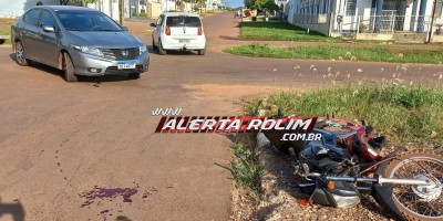Primeiro acidente de trânsito do dia deixou mulher ferida no bairro Planalto em Rolim de Moura