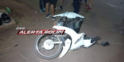 Acidente de trânsito envolvendo carro e moto foi registrado na noite de quarta-feira em Rolim de Moura