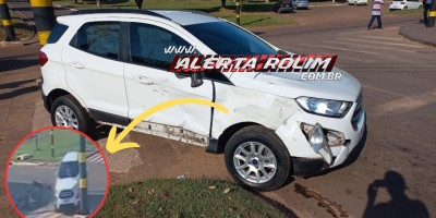 Mulher fraturou a perna no segundo acidente de trânsito registrado nesta manhã em Rolim de Moura - Veja o vídeo da colisão