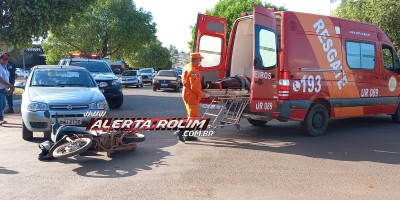 Acidente de trânsito deixou motociclista ferido nesta tarde em Rolim de Moura