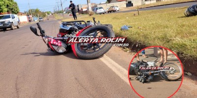 Condutores foram socorridos após colisão entre motos nesta manhã em Rolim de Moura 